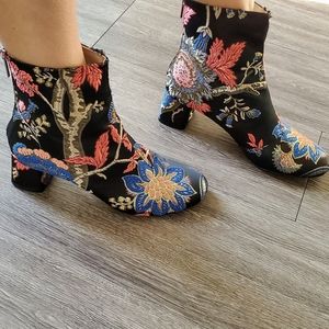 Zara silk brocade booties